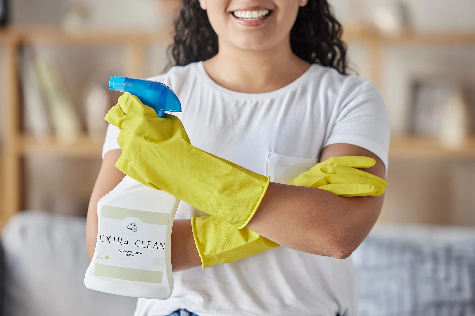Brite Spot Cleaner holding a cleaning spray